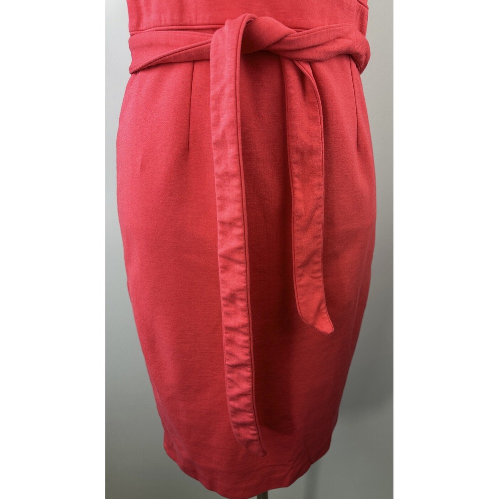 Boden Zeta Ponte Dress W/Tie Belt Pop Peony Red Shift Sheath Sleeveless Size 10 - Picture 4 of 16